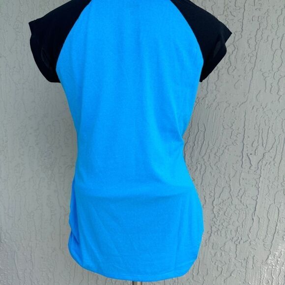 Nike Dri-Fit V-Neck Short Sleeve Tee Shirt Turquoise/Black M NWT - Picture 4 of 9